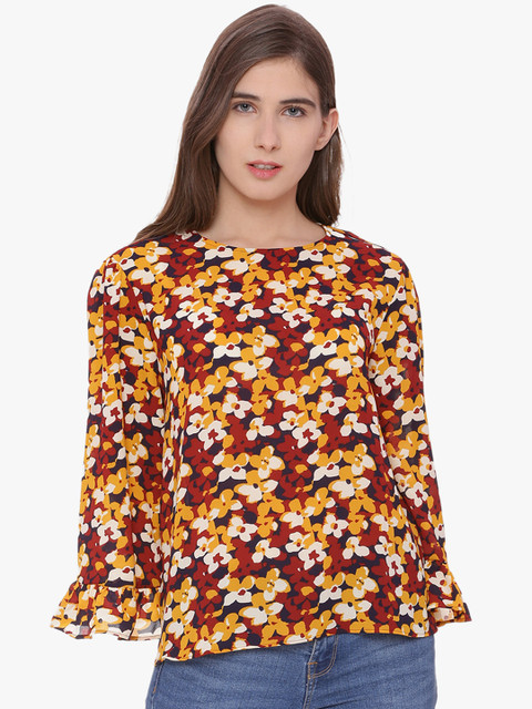 

Van Heusen Woman Women Yellow Printed A-Line Top