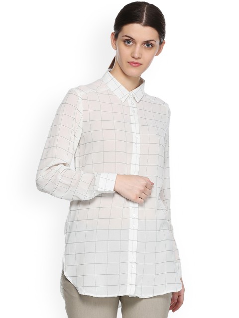 

Van Heusen Woman Women White Regular Fit Checked Formal Shirt