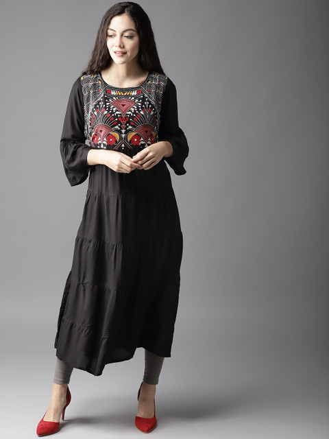 

Moda Rapido Women Black Yoke Design A-Line Kurta