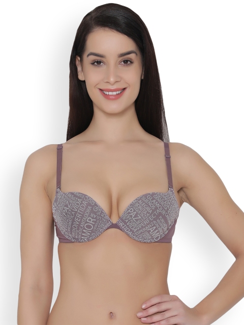 

Clovia Padded Underwired Printed Multiway Push-Up T-Shirt Bra, Mauve