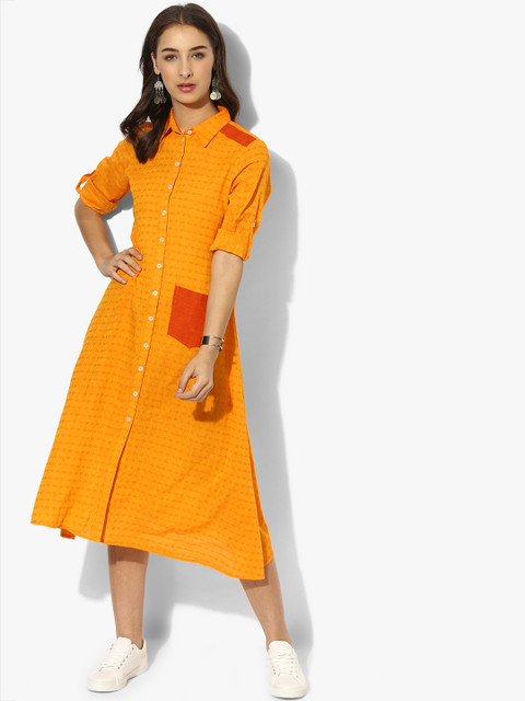 

Sangria Yellow Printed Midi Dress