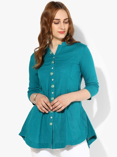 

Sangria Turquoise Blue Solid Tunic