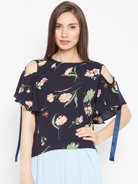 

Madame Women Navy Blue Printed Top