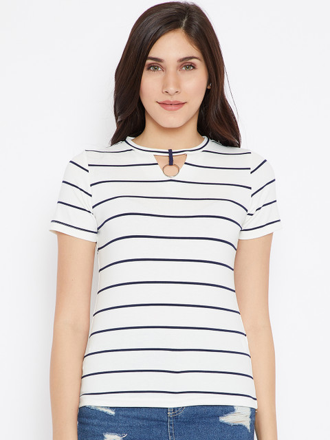 

Madame Women White Striped Top