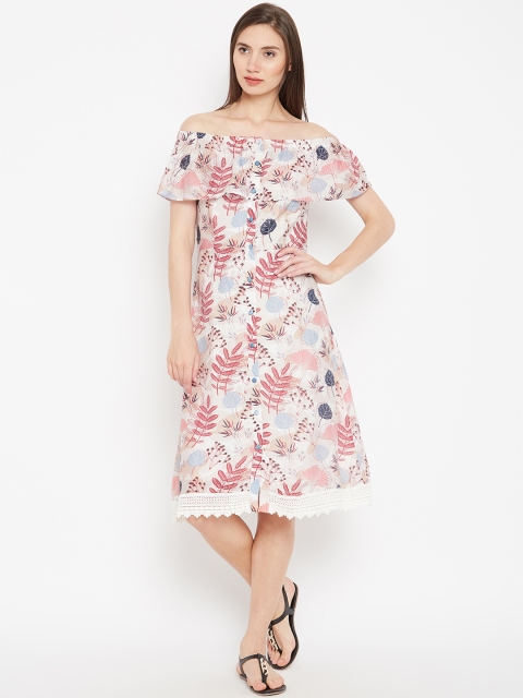 

Madame Women Pink Printed A-Line Dress