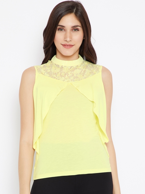 

Madame Women Yellow Solid Layered Top