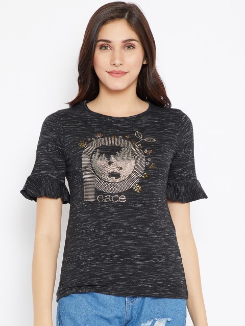 

Madame Women Black Embellished Top