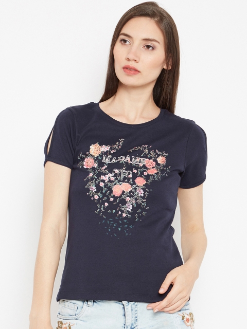 

Madame Women Navy Blue Printed Top