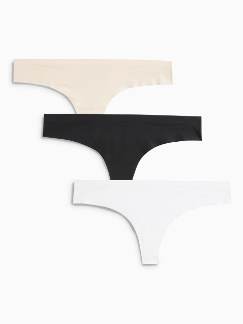 

next Women Pack of 3 Thongs DB03ST207505, Black