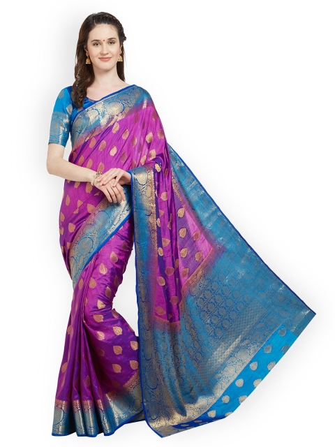 

Viva N Diva Purple Silk Blend Woven Design Banarasi Saree