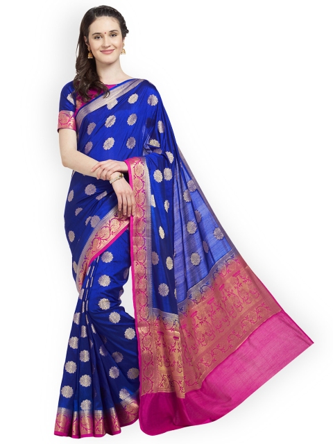 

Viva N Diva Blue Silk Blend Woven Design Banarasi Saree