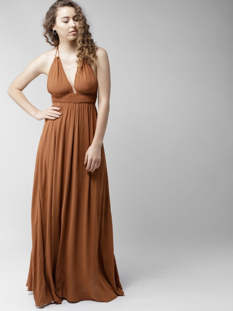 

FOREVER 21 Women Brown Solid Maxi Dress