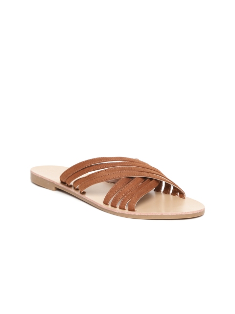 

FOREVER 21 Women Brown Solid Open Toe Flats