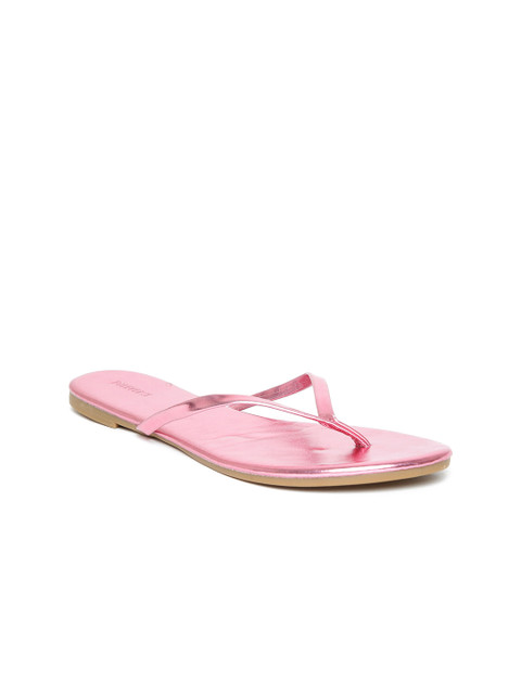 

FOREVER 21 Women Pink Solid Open Toe Flats