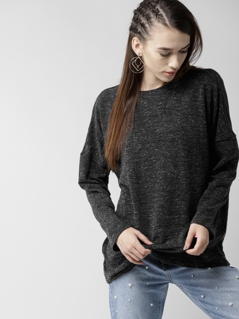 

FOREVER 21 Women Charcoal Grey Solid Boxy Top
