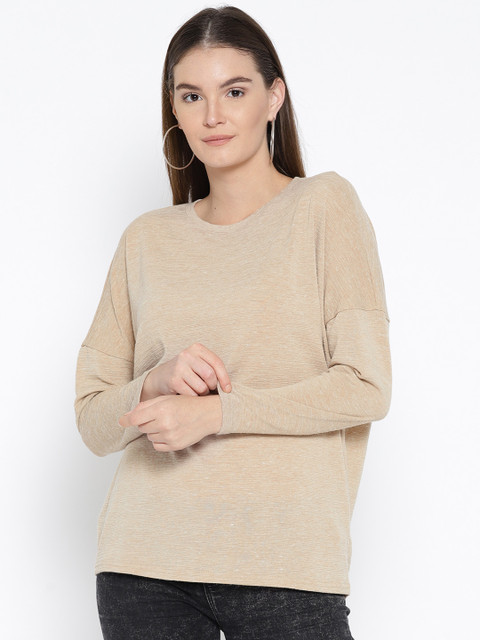 

FOREVER 21 Women Beige Solid Top