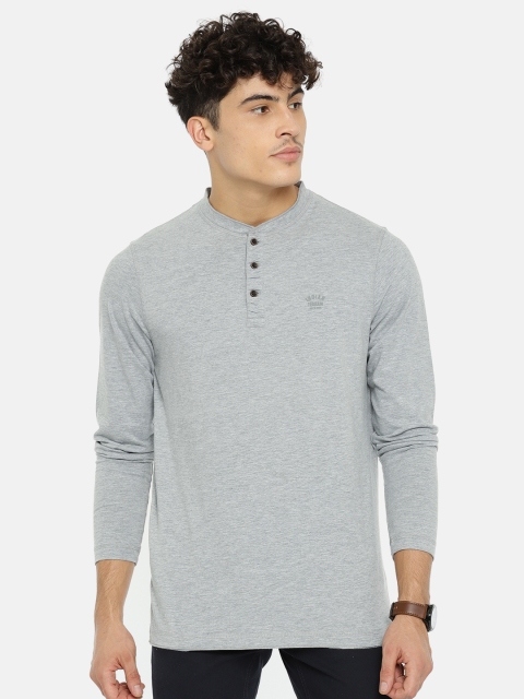 

Indian Terrain Men Grey Solid Henley Neck T-shirt