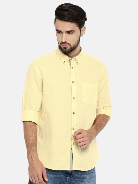 

Indian Terrain Men Yellow Slim Fit Solid Casual Shirt