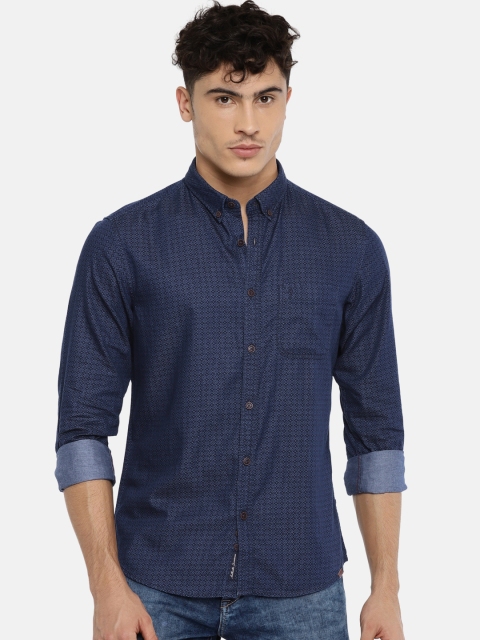 

Indian Terrain Men Navy Blue Chiseled Slim Fit Printed Casual Shirt