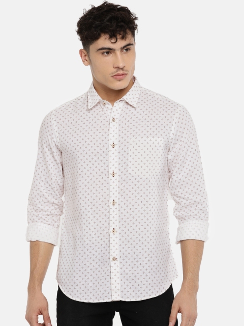 

Indian Terrain Men Off-White Slim Fit Printed Casual Shirt