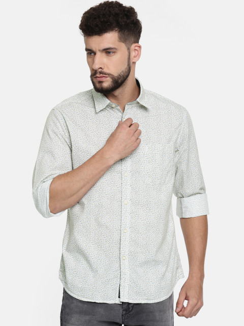 

Indian Terrain Men White Slim Fit Printed Casual Shirt