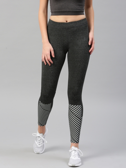 

HRX by Hrithik Roshan Women Grey Printed Melange Running Tights