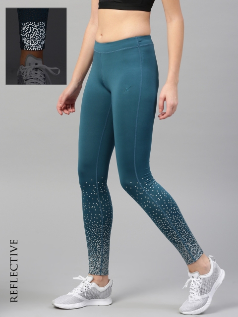 

HRX by Hrithik Roshan Women Blue Printed Training Tights