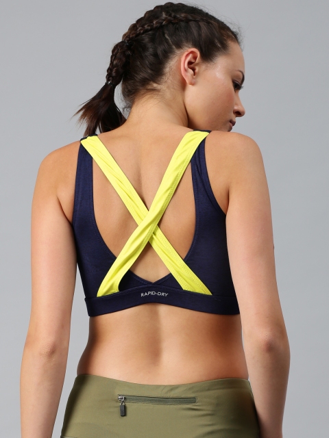 

HRX by Hrithik Roshan Navy Blue Solid Lightly Padded Styled Back Sports Bra HRX-AW18-WK