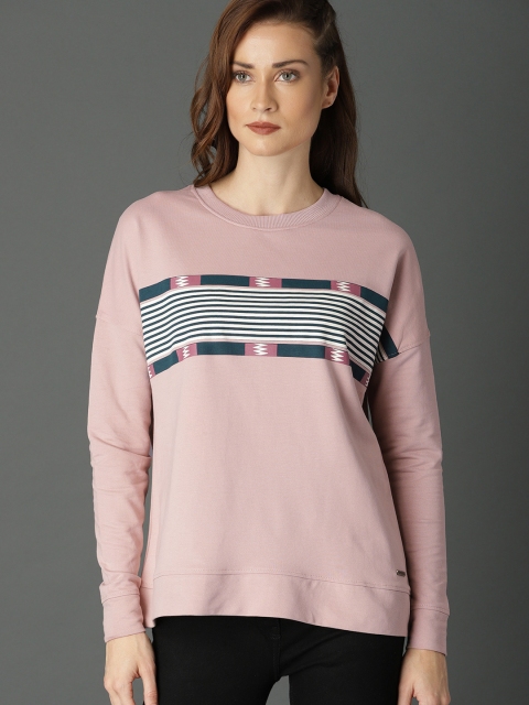 

Roadster Women Pink Printed Sweatshirt