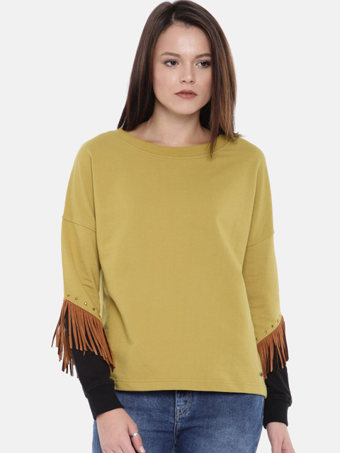 

Roadster Women Mustard Yellow Solid Sweatshirt