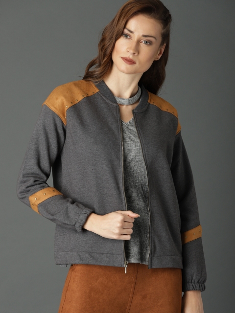 

Roadster Women Grey Colourblock Sweatshirt