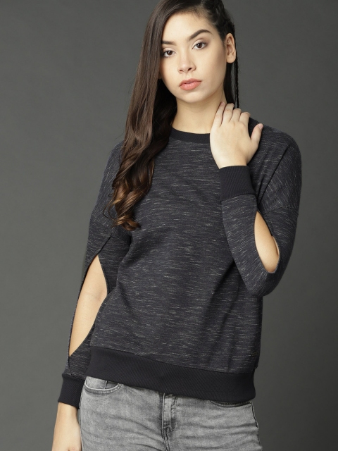 

Roadster Women Navy Blue Solid Sweatshirt