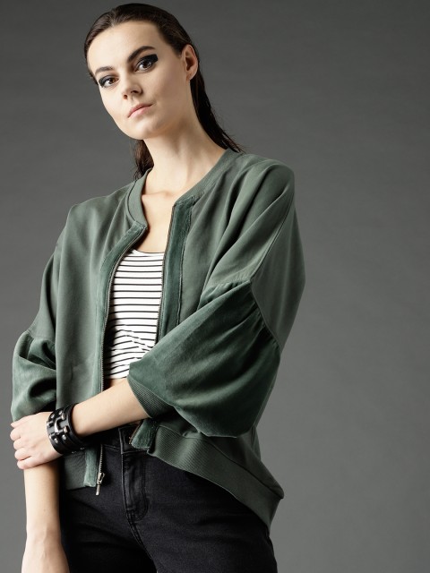 

Roadster Women Olive Green Solid Sweatshirt