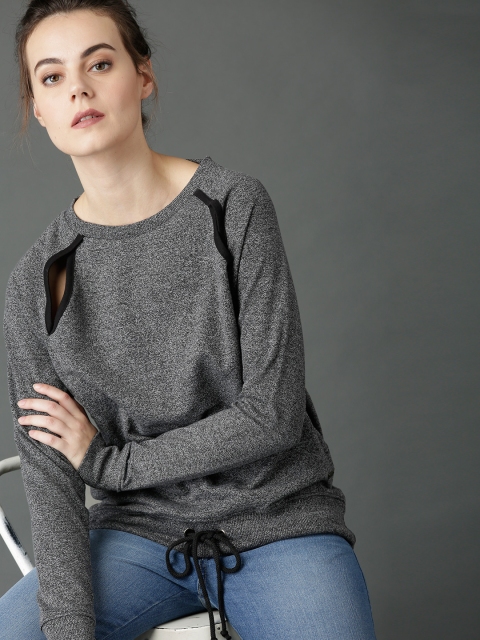 

Roadster Women Grey Melange Solid Sweatshirt