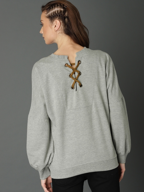 

Roadster Women Grey Melange Solid Sweatshirt