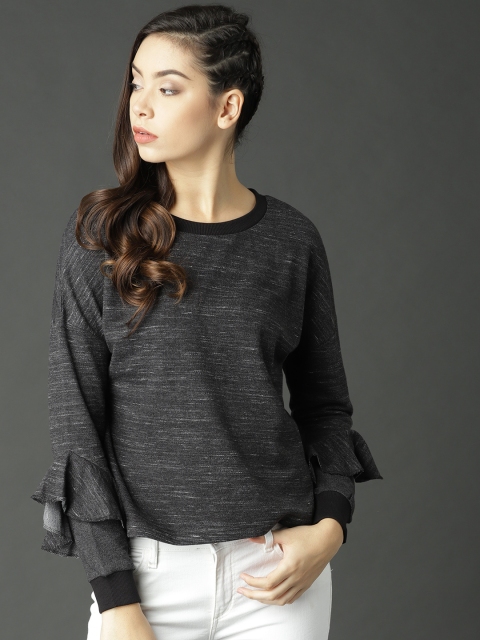 

Roadster Women Black Solid Sweatshirt