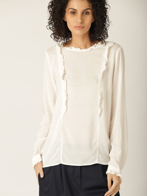 

ESPRIT Women Off-White Solid Top