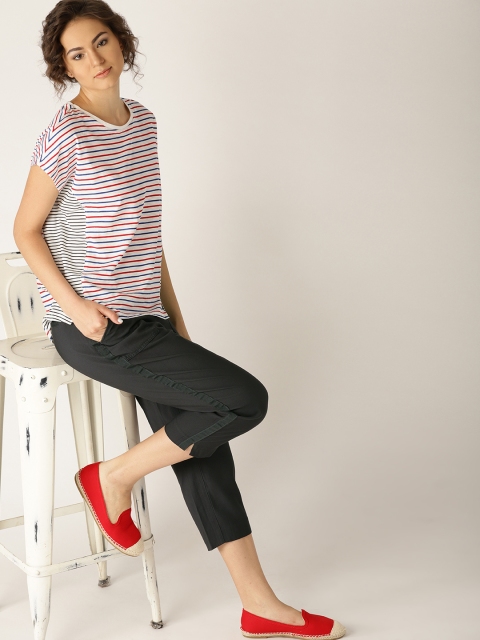 

ESPRIT Women Navy Blue Regular Fit Solid Regular Trousers