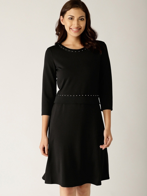 

ESPRIT Women Black Solid Fit & Flare Dress