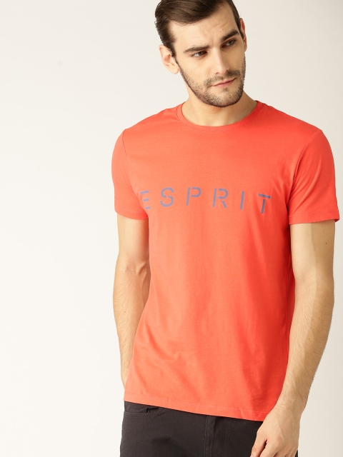 

ESPRIT Collection Men Orange Solid Round Neck T-shirt