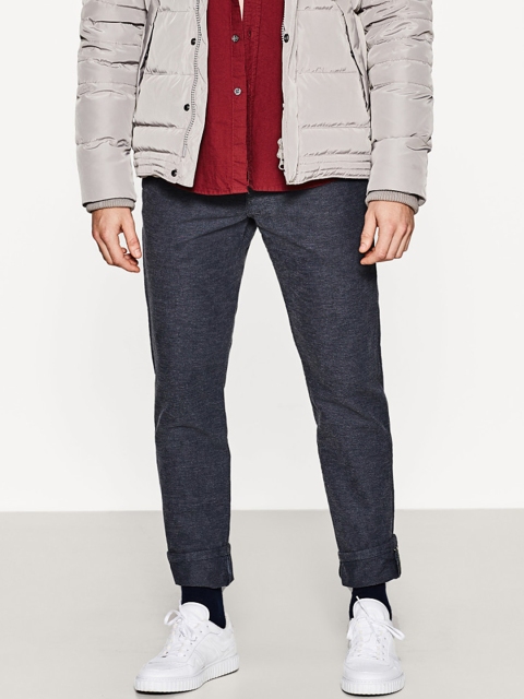 

ESPRIT Men Charcoal Grey Slim Fit Solid Regular Trousers