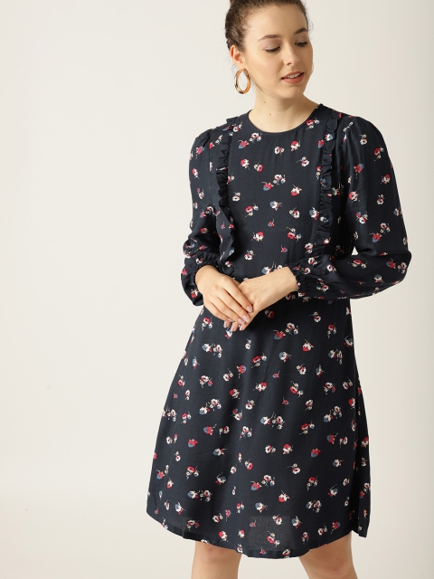 

ESPRIT Women Navy Blue Printed A-Line Dress