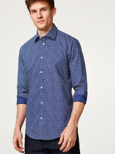 

ESPRIT Men Navy Blue & White Slim Fit Printed Casual Shirt