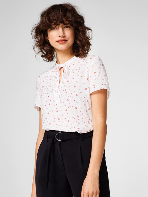 

ESPRIT Women White Printed Top