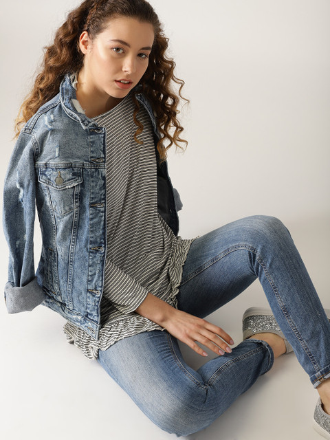 

ESPRIT Women Black & White Striped Top