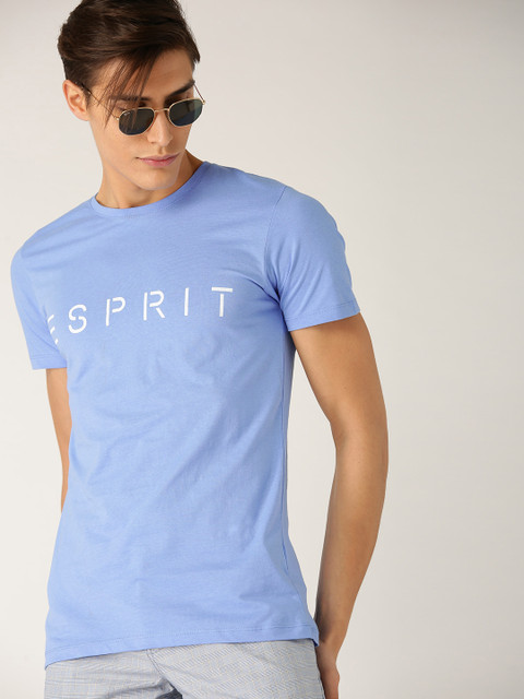 

ESPRIT Men Blue Solid Slim Fit Round Neck T-shirt