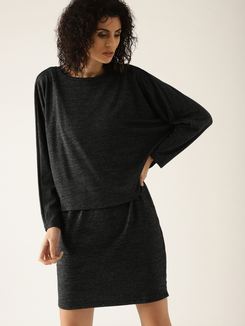 

ESPRIT Women Charcoal Grey Solid A-Line Dress