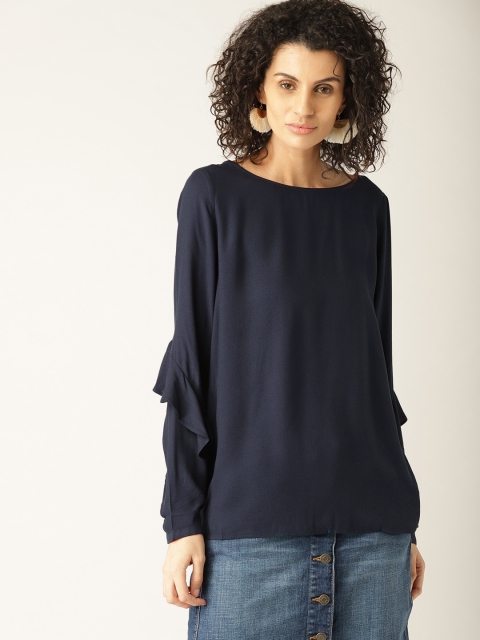 

ESPRIT Women Navy Blue Solid Top