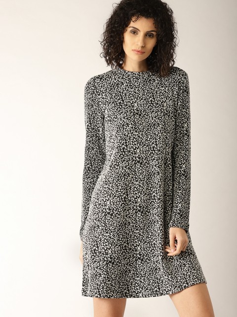 

ESPRIT Women Black & White Self Design A-Line Dress