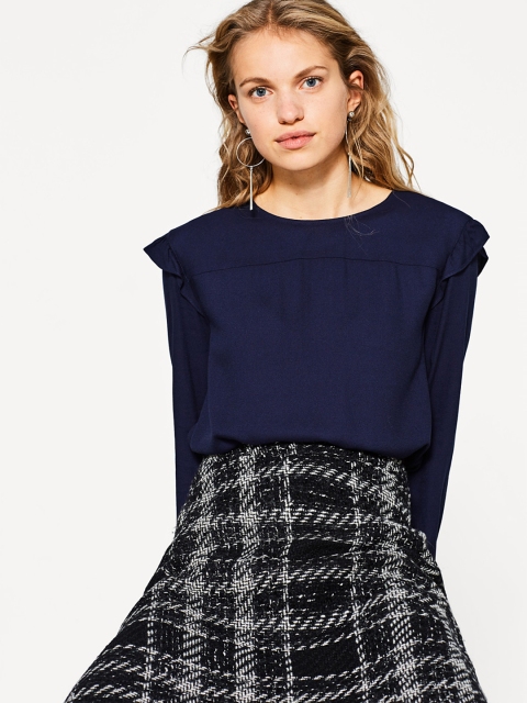

ESPRIT Women Navy Blue Solid Top